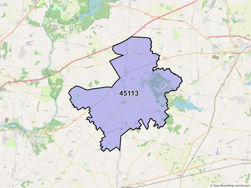 Map of ZIP Code 45113 — Clarksville, OH