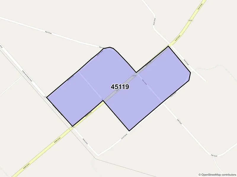 Map of Feesburg, Ohio and ZIP codes