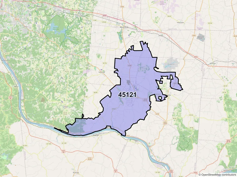 Map of ZIP Code 45121 — Georgetown, OH