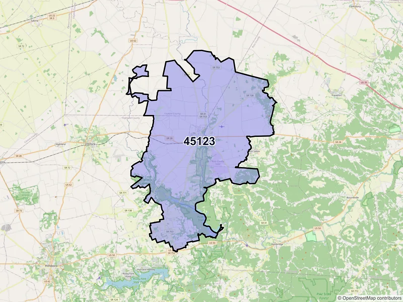 Map of ZIP Code 45123 — Greenfield, OH