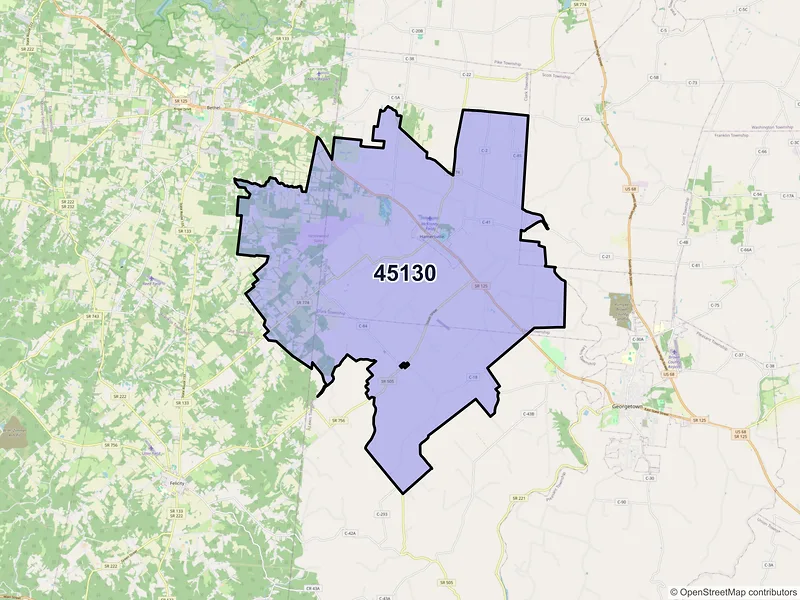 Map of ZIP Code 45130 — Hamersville, OH