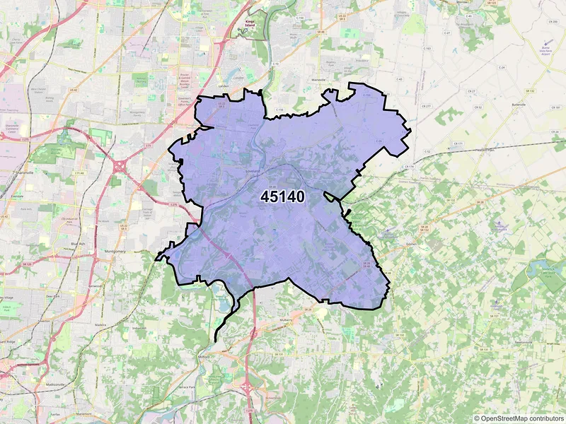 Map of ZIP Code 45140 — Loveland, OH