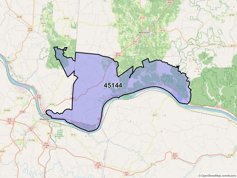 Map of ZIP Code 45144 — Manchester, OH