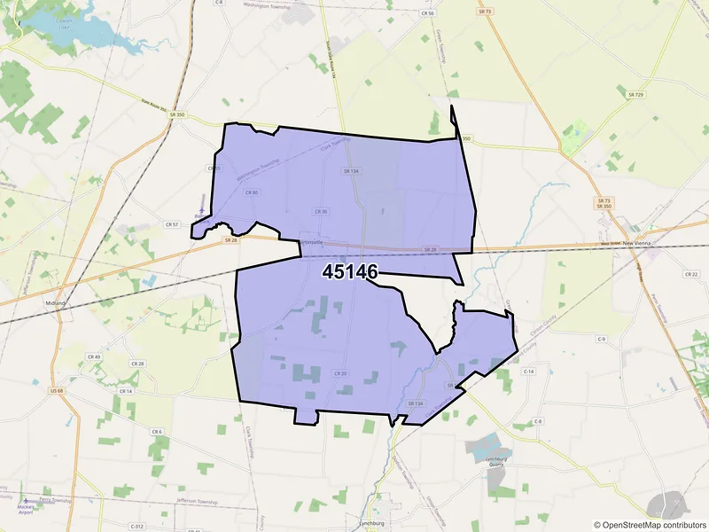 Map of ZIP Code 45146 — Martinsville, OH