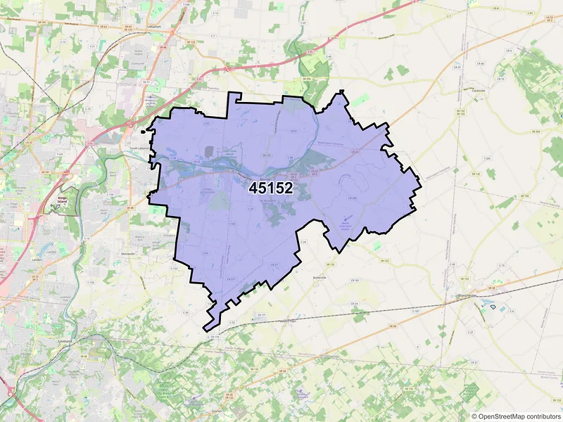 Map of ZIP Code 45152 — Morrow, OH