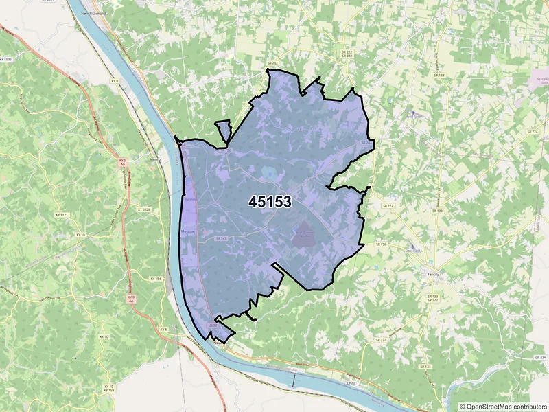 Map of ZIP Code 45153 — Moscow, OH