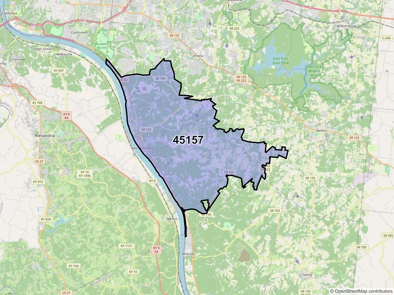 Map of ZIP Code 45157 — New Richmond, OH