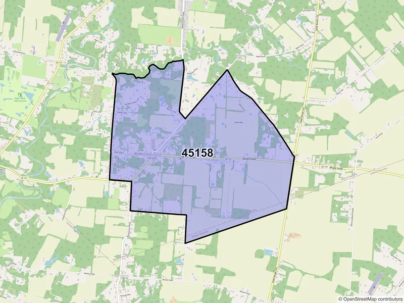 Map of Newtonsville, Ohio and ZIP codes