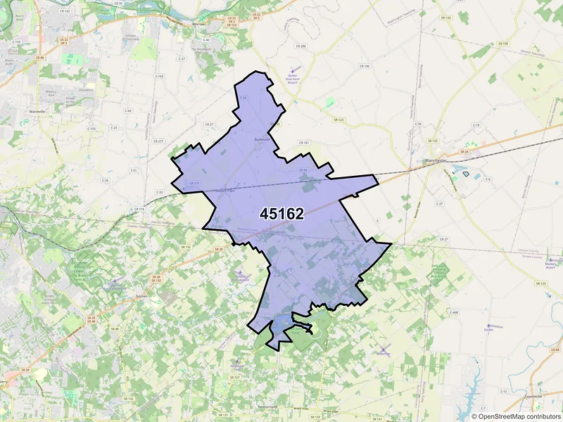 Map of ZIP Code 45162 — Pleasant Plain, OH
