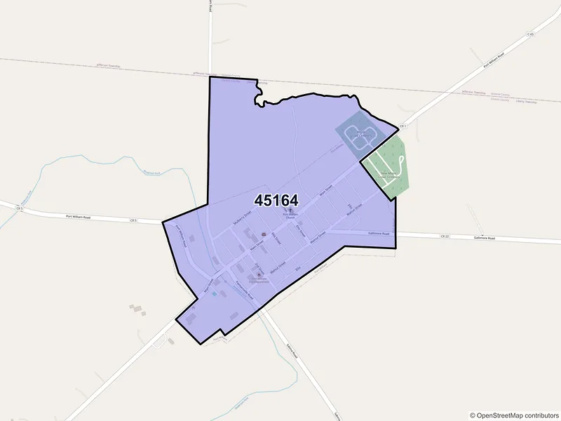 Map of Port William, Ohio and ZIP codes