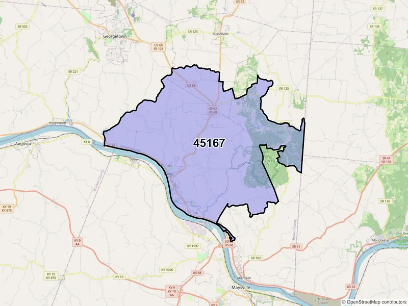 Map of ZIP Code 45167 — Ripley, OH