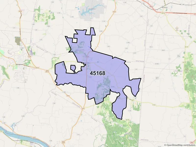 Map of ZIP Code 45168 — Russellville, OH