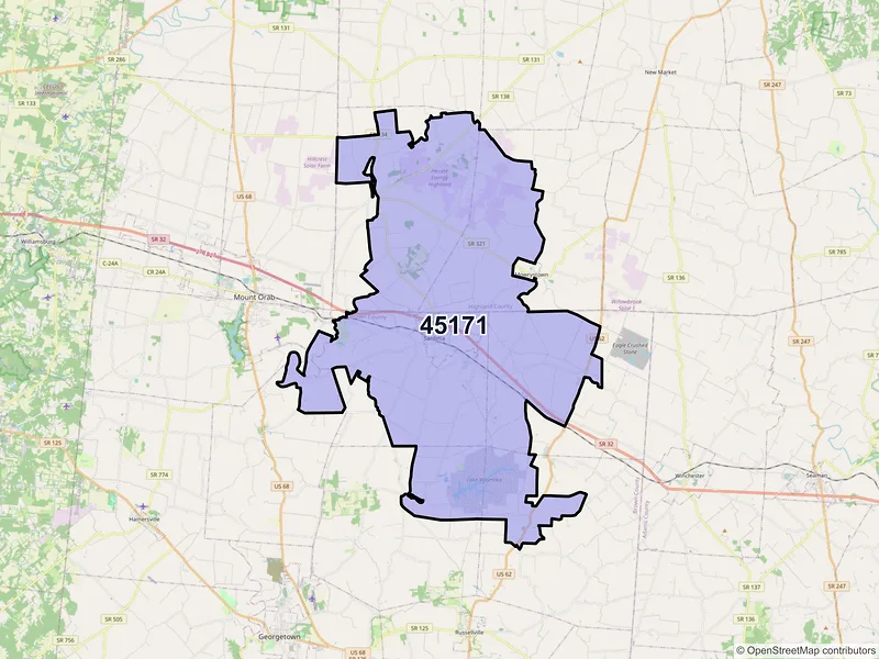 Map of ZIP Code 45171 — Sardinia, OH