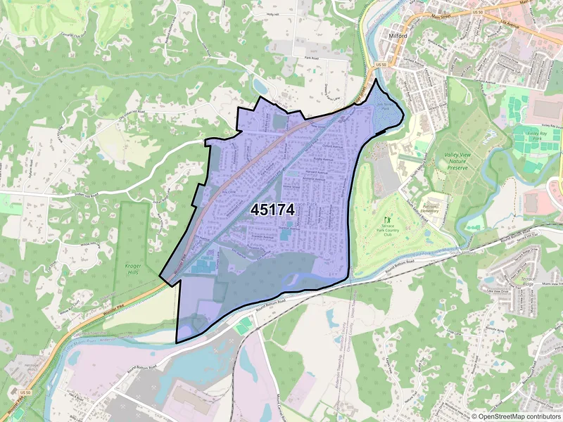 Map of ZIP Code 45174 — Terrace Park, OH