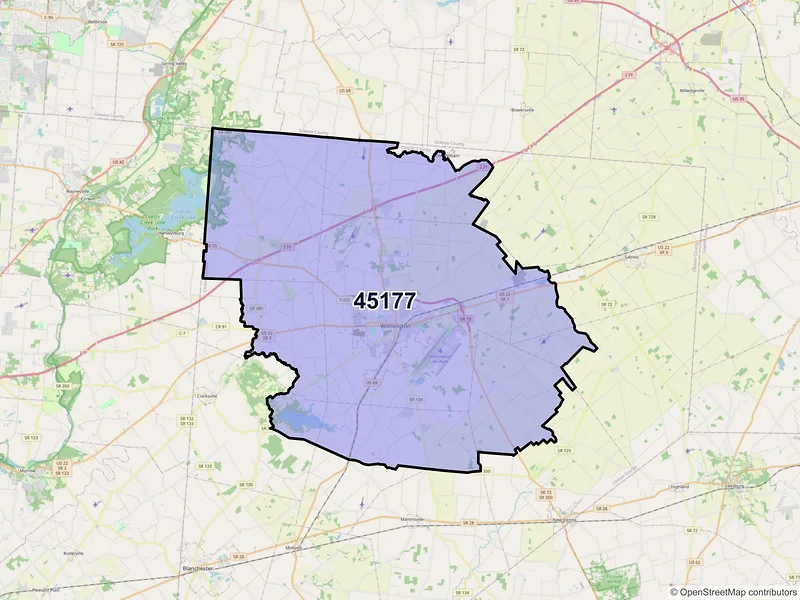 Map of ZIP Code 45177 — Wilmington, OH