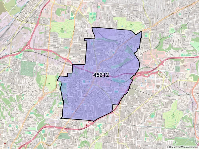 Map of ZIP Code 45212 — Cincinnati, OH