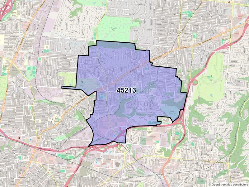 Map of ZIP Code 45213 — Cincinnati, OH