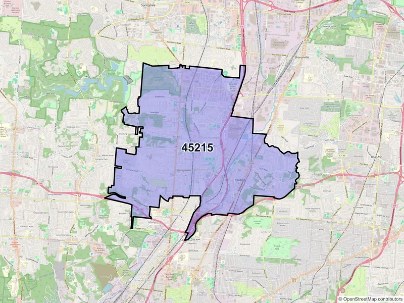 Map of ZIP Code 45215 — Cincinnati, OH