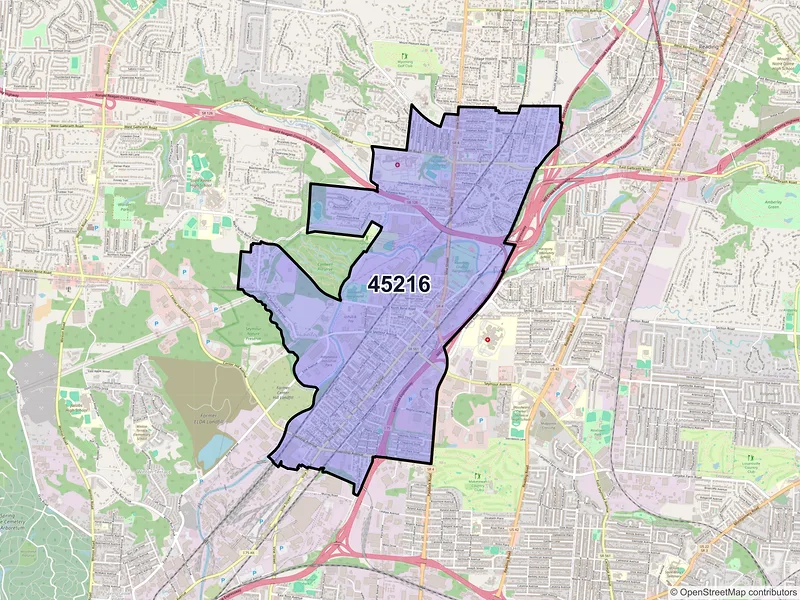 Map of ZIP Code 45216 — Cincinnati, OH