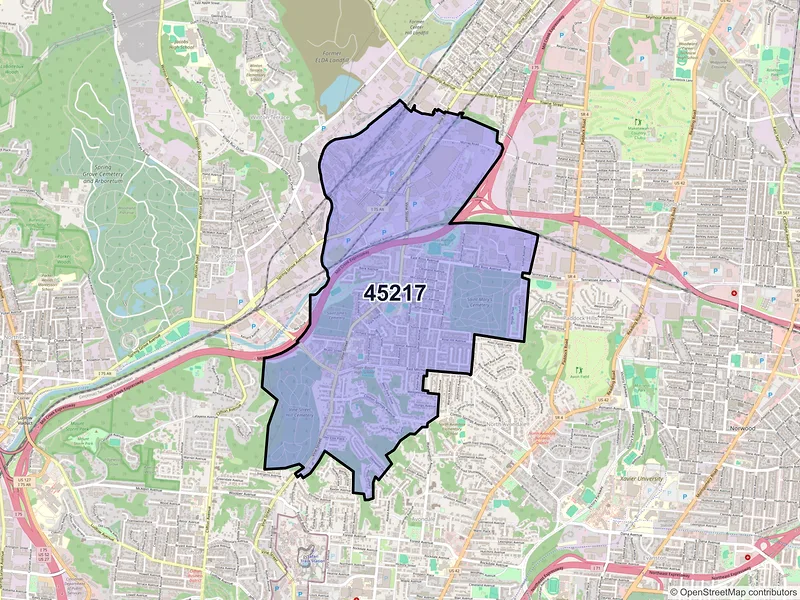Map of ZIP Code 45217 — Cincinnati, OH