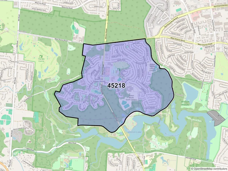 Map of ZIP Code 45218 — Cincinnati, OH