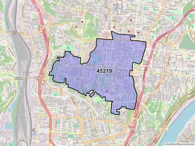 Map of ZIP Code 45219 — Cincinnati, OH
