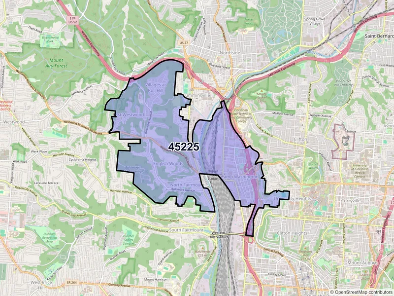 Map of ZIP Code 45225 — Cincinnati, OH