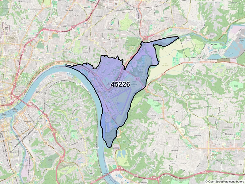 Map of ZIP Code 45226 — Cincinnati, OH