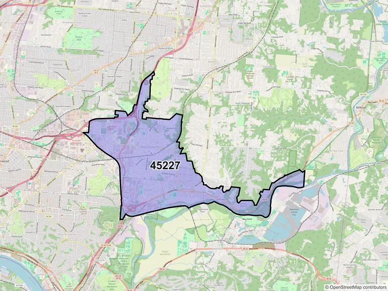 Map of ZIP Code 45227 — Cincinnati, OH