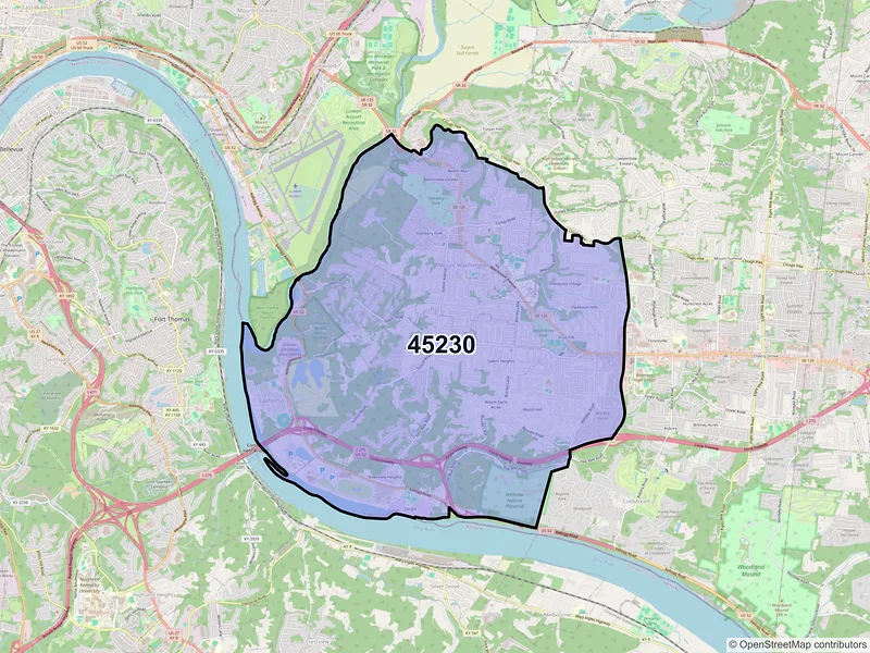 Map of ZIP Code 45230 — Cincinnati, OH