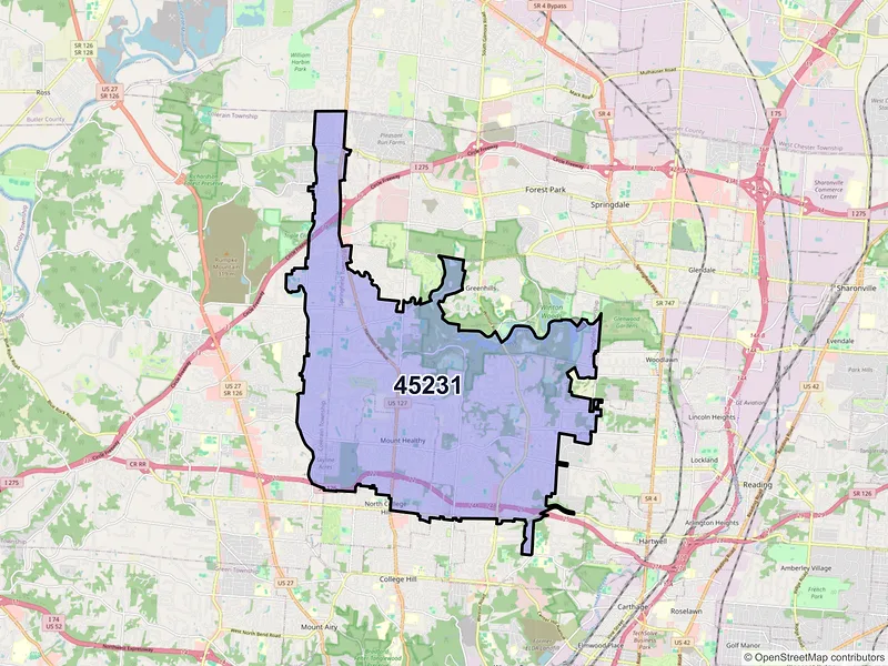 Map of ZIP Code 45231 — Cincinnati, OH