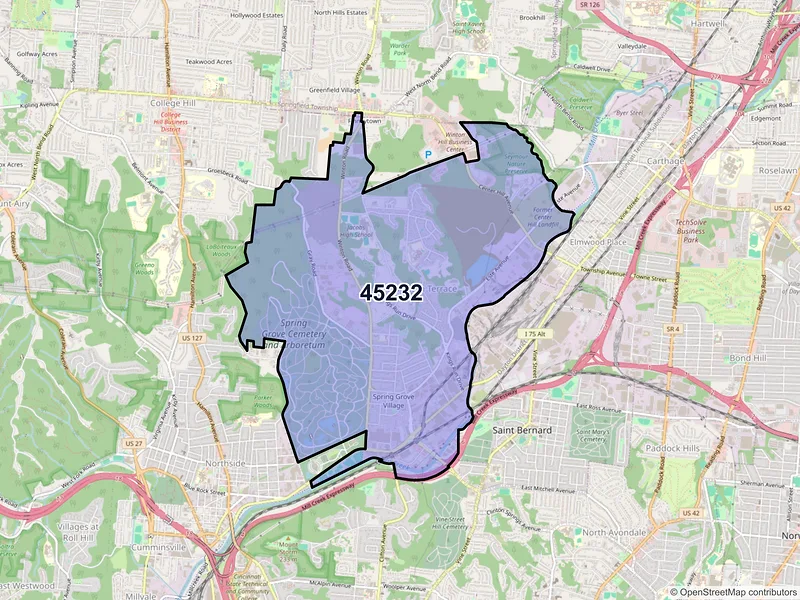 Map of ZIP Code 45232 — Cincinnati, OH