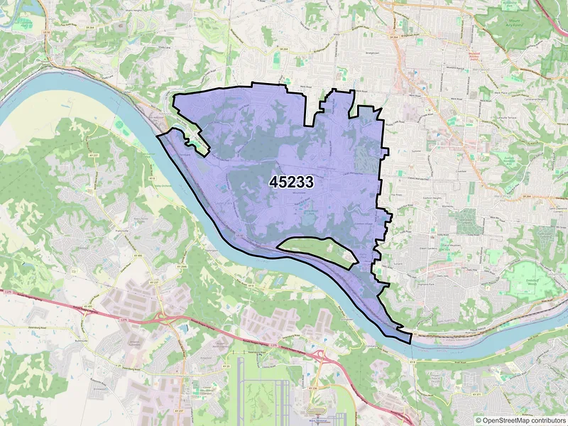 Map of ZIP Code 45233 — Cincinnati, OH