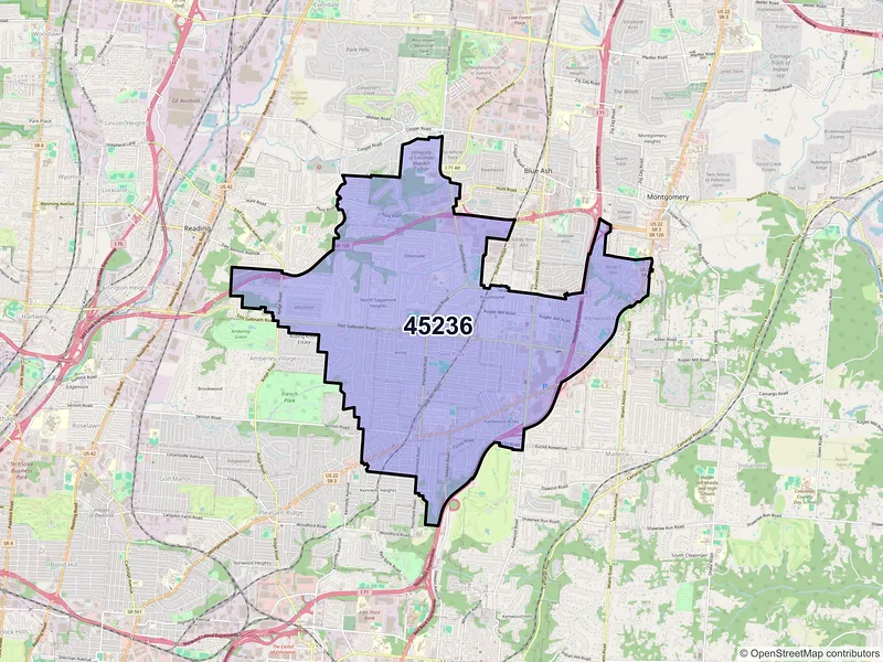 Map of ZIP Code 45236 — Cincinnati, OH