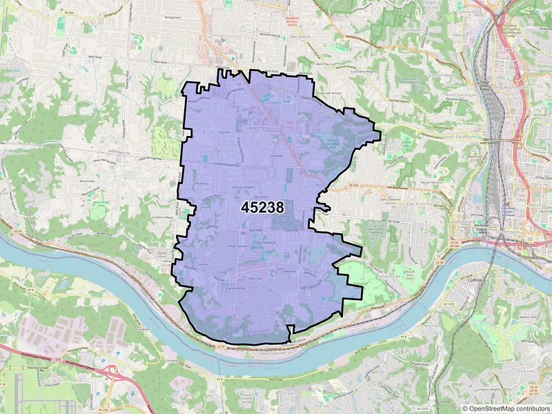 Map of ZIP Code 45238 — Cincinnati, OH