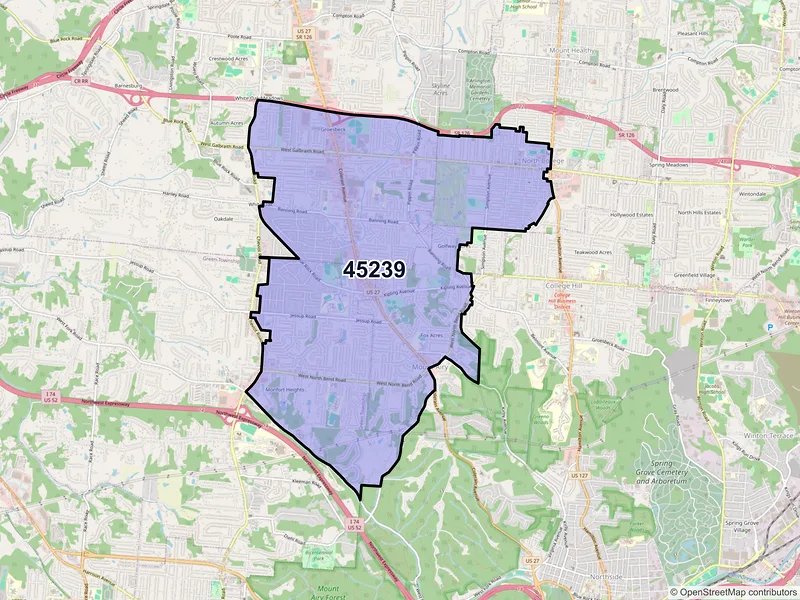 Map of ZIP Code 45239 — Cincinnati, OH