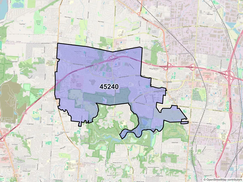 Map of ZIP Code 45240 — Cincinnati, OH