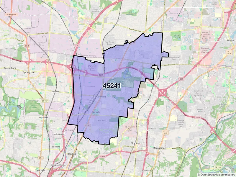 Map of ZIP Code 45241 — Cincinnati, OH
