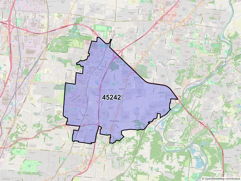 Map of ZIP Code 45242 — Cincinnati, OH