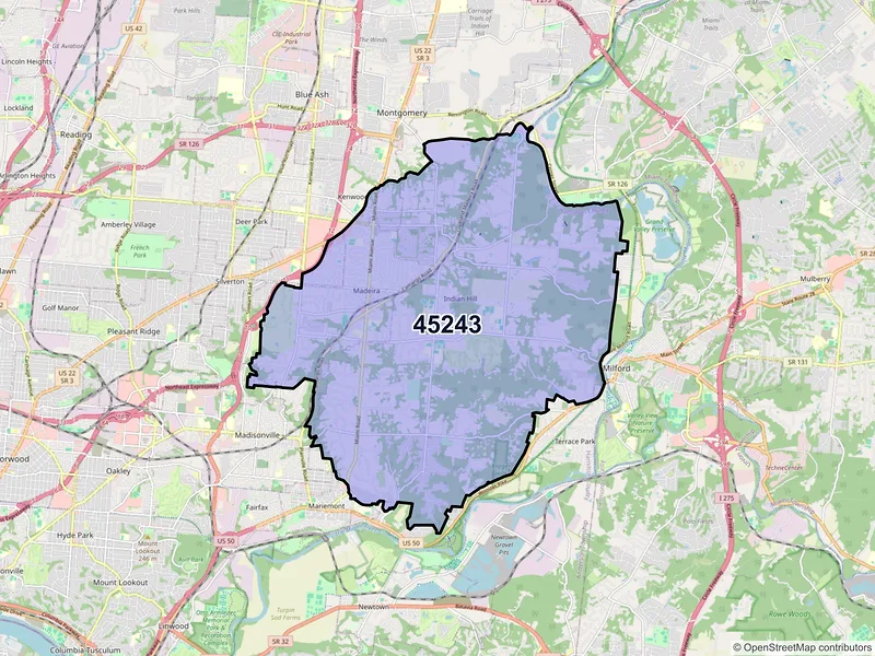 Map of ZIP Code 45243 — Cincinnati, OH