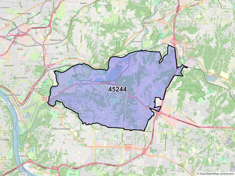 Map of ZIP Code 45244 — Cincinnati, OH