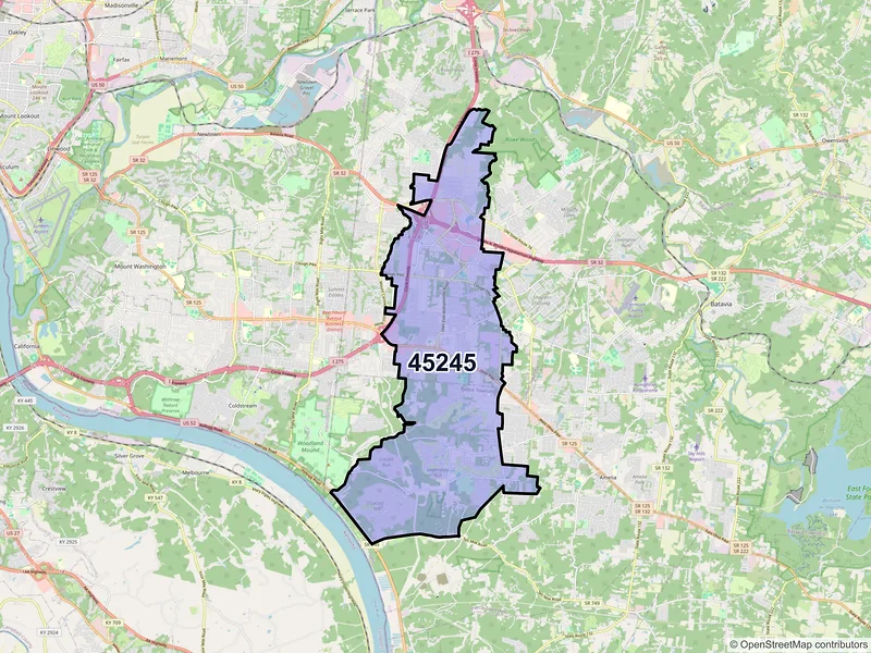Map of ZIP Code 45245 — Cincinnati, OH
