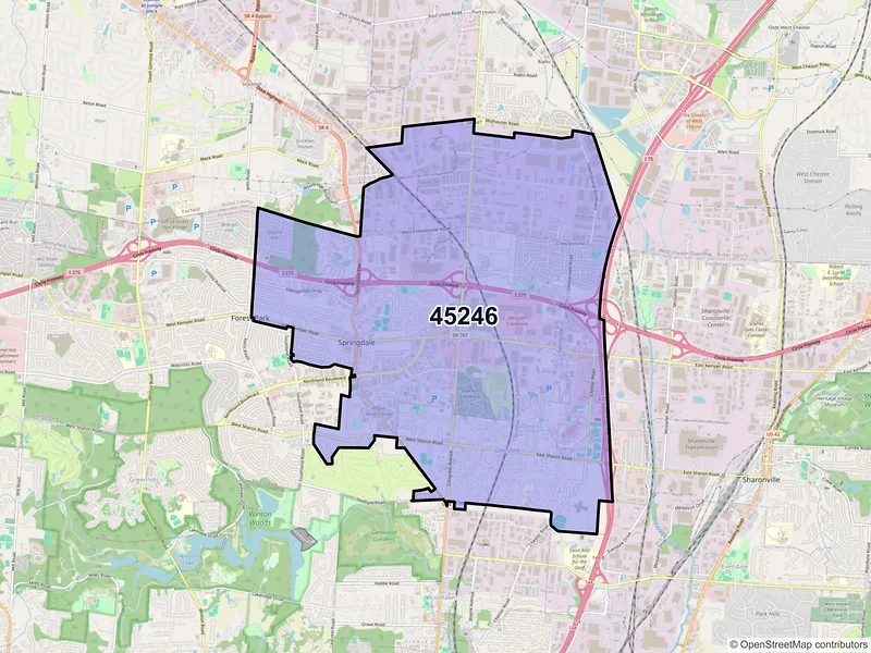 Map of ZIP Code 45246 — Cincinnati, OH