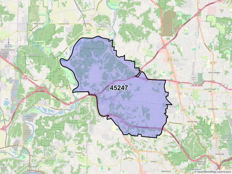 Map of ZIP Code 45247 — Cincinnati, OH
