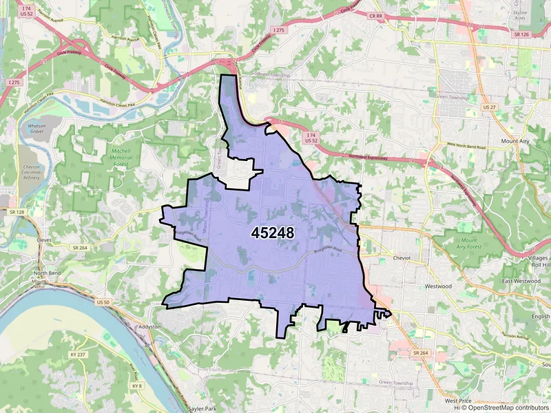 Map of ZIP Code 45248 — Cincinnati, OH