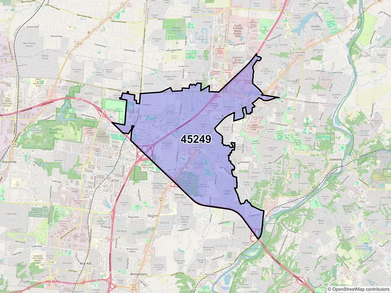 Map of ZIP Code 45249 — Cincinnati, OH