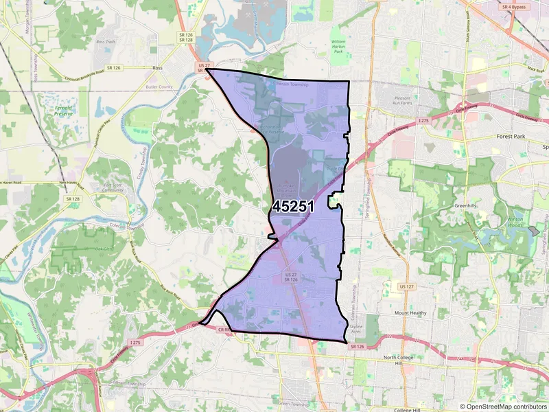 Map of ZIP Code 45251 — Cincinnati, OH
