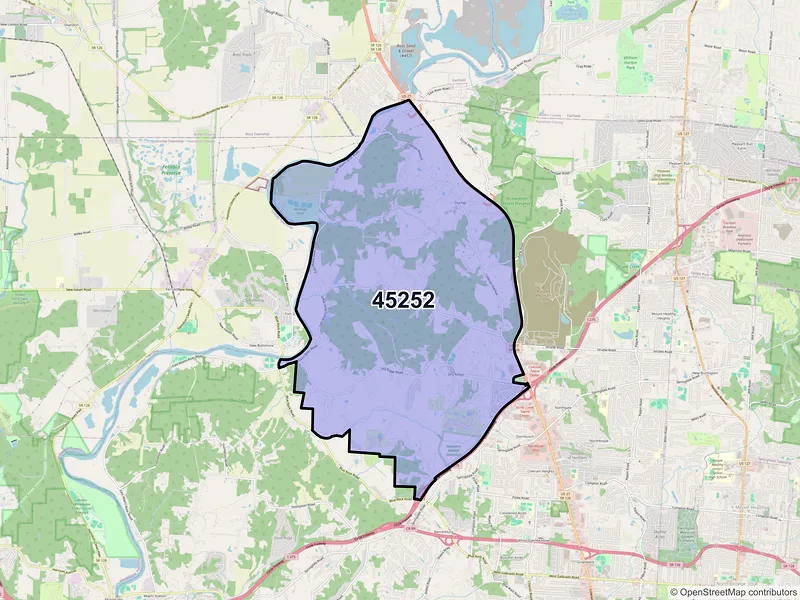 Map of ZIP Code 45252 — Cincinnati, OH