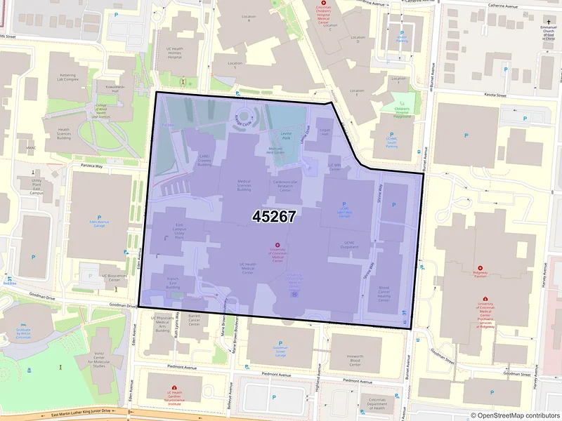 Map of ZIP Code 45267 — Cincinnati, OH