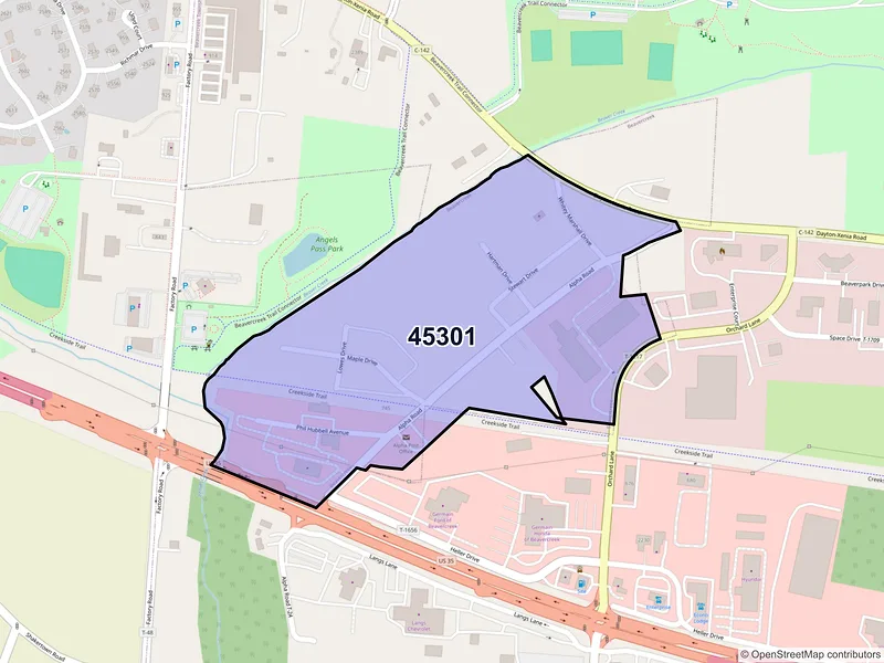 Map of Alpha, Ohio and ZIP codes